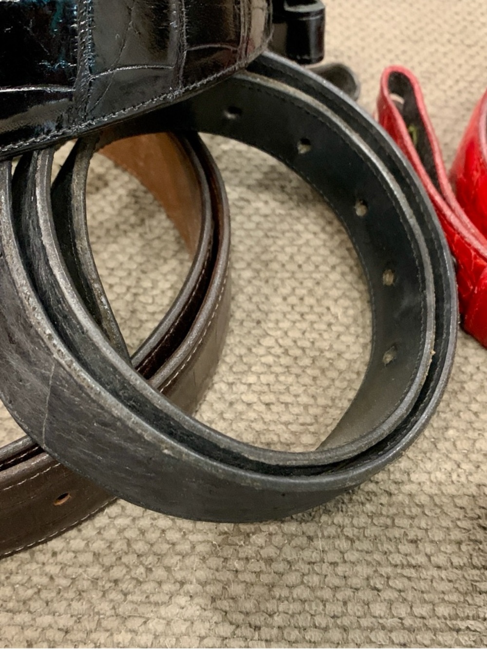 4 Classic Belts, Ostrich and Alligator, Leather Women's Belt Size 28